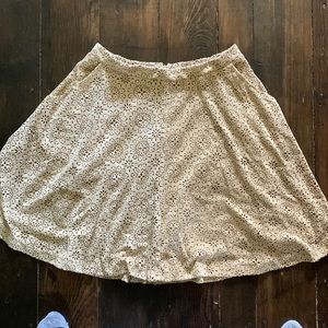 Cream laser cut flower pattern Sadie and sage skater skirt.